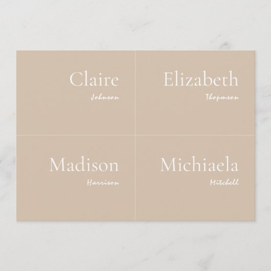 ベージュ結婚座席表DIY 招待状 (正面)