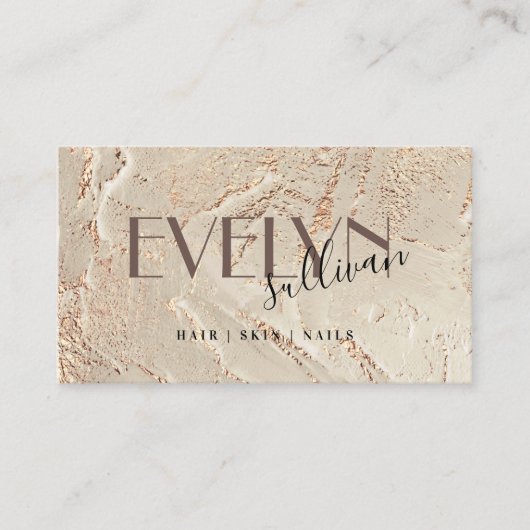 ベージュ絵を描金ゴールドエレガント名刺 名刺 (正面)