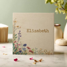 ベージュ縁どボホ素朴ワイルドフラワー