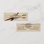 ベージュ織り目加工の紙は美容師のせん断を切ります スキニー名刺 (正面/裏面)