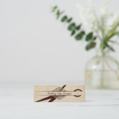 ベージュ織り目加工の紙は美容師のせん断を切ります スキニー名刺 (スタンド正面)