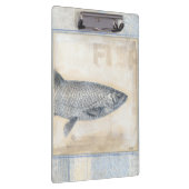 ベージュ背景の灰色の魚 クリップボード (右)