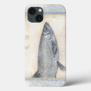 ベージュ背景の灰色の魚 iPhone 13ケース