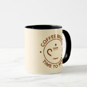 ベージュ背景のCoffee Breakロゴ マグカップ (正面右)
