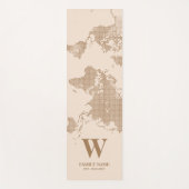 ベージュ自然アースカラーワールドマップ ヨガマット (正面)