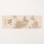 ベージュ自然アースカラーワールドマップ ヨガマット (正面(横))