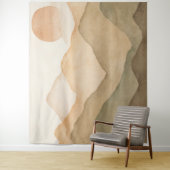 ベージュ自然ウォーターカラー山の風景 タペストリー (インサイチュ)