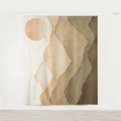 ベージュ自然ウォーターカラー山の風景 タペストリー (正面)