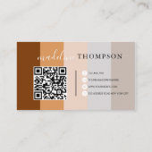 ベージュ自然グレーブラウン書道スクリプトQRコード 名刺 (裏面)