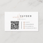 ベージュ自然書道タイポグラフィQRコード 名刺 (裏面)