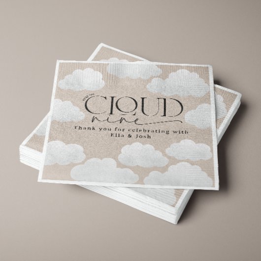 ベージュ自然雲9シャワーモダンスタイリッシュ スタンダードカクテルナプキン