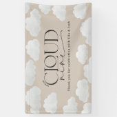 ベージュ自然雲9シャワーモダンスタイリッシュ 横断幕 (縦)