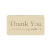ベージュ色ありがとうステッカー結婚またはギフトラベル ラベル (正面)