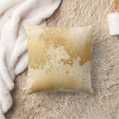 ベージュ色および金ゴールドのペンキの(ばちゃばちゃ)跳ねる クッション (ブランケット)