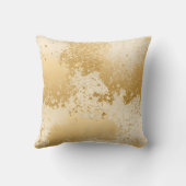 ベージュ色および金ゴールドのペンキの(ばちゃばちゃ)跳ねる クッション (裏面)