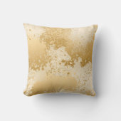 ベージュ色および金ゴールドのペンキの(ばちゃばちゃ)跳ねる クッション (正面)
