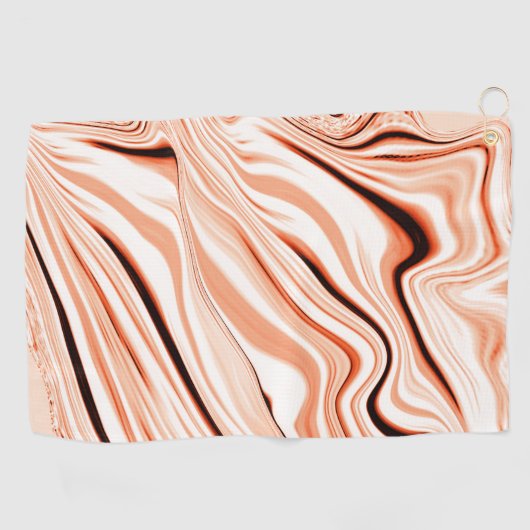 ベージュ色で曲線状の茶色の円柱の色合いに波状 ゴルフタオル (横)