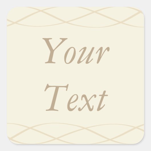 ベージュ色とクリームステッカーまたはラベル付カスタムき/文字 スクエアシール (正面)