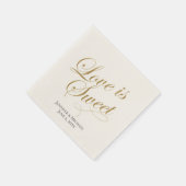 ベージュ色と金ゴールド愛は甘い スタンダードカクテルナプキン (角)