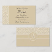 ベージュ色のダマスク織のパーソナライズなアドレス変更カード 名刺 (正面/裏面)