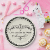 ベージュ色のフランスのなヴィンテージのカフェのレタリング ペーパープレート (パーティー)