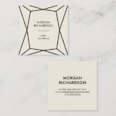 ベージュ色のモダンで黒い幾何学的 スクエア名刺 (正面/裏面)