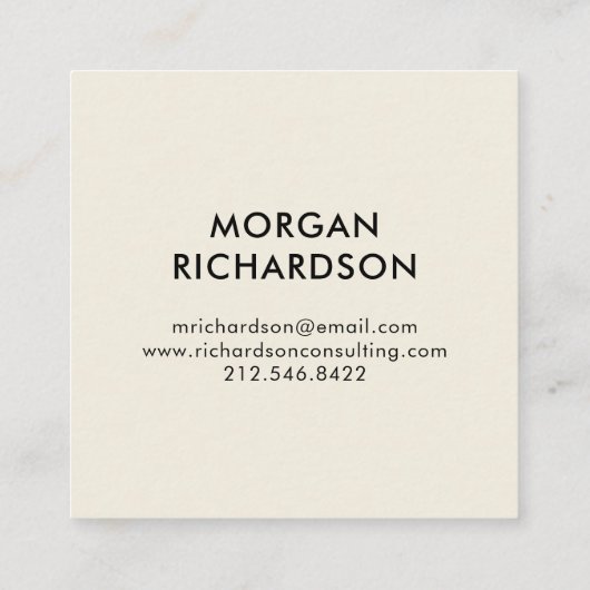 ベージュ色のモダンで黒い幾何学的 スクエア名刺 (裏面)