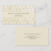 ベージュ色のモダンな金ゴールドの幾何学的なパターン 名刺 (正面/裏面)