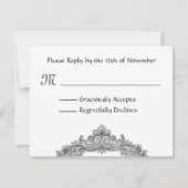 ベージュ色のモモのダマスク織のヴィンテージRSVPの結婚式の応答 出欠カード (裏面)