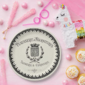 ベージュ色の旧式でフランスのな国のレタリング ペーパープレート (パーティー)