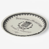 ベージュ色の旧式でフランスのな国のレタリング ペーパープレート (アングル)