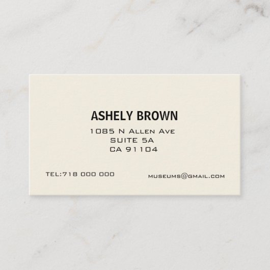 ベージュ色の最小主義の呼出しの名刺 コーリングカード (正面)