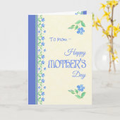 ベージュ色の母の日の青いタマキビの花のボーダー カード (黄色い花)