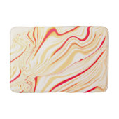ベージュ色の澄ん波状の布、赤い曲線トレース バスマット (正面)