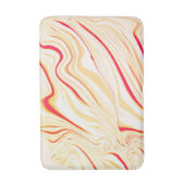 ベージュ色の澄ん波状の布、赤い曲線トレース バスマット (正面縦)