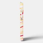 ベージュ色の澄ん波状の布、赤い曲線トレース Case-Mate iPhoneケース (裏面 / 左)