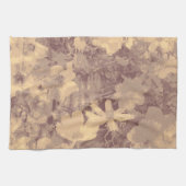 ベージュ色の花および葉のカムフラージュパターン キッチンタオル (横)