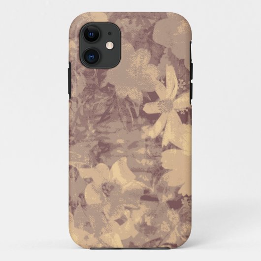 ベージュ色の花および葉のカムフラージュパターン Case-Mate iPhoneケース (裏面)