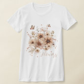 ベージュ色の花と蝶Tシャツ Tシャツ (レイダウン)