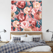 ベージュ色の花 キャンバスプリント (インサイチュ (寝室))