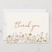 ベージュ色の遊び心に満ちた野の花のブライダルシャワー サンキューカード (正面)