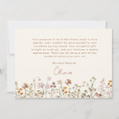 ベージュ色の遊び心に満ちた野の花のブライダルシャワー サンキューカード (裏面)