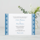 ベージュ色の青い映画縁どを飾った特別結婚式 招待状 (スタンド正面)