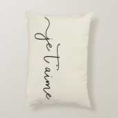 ベージュ色のJe T'aime |のフランス人のタイポグラフィの黒 アクセントクッション (裏面(縦))