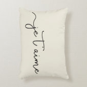ベージュ色のJe T'aime |のフランス人のタイポグラフィの黒 アクセントクッション (正面(垂直))