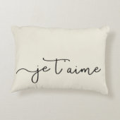 ベージュ色のJe T'aime |のフランス人のタイポグラフィの黒 アクセントクッション (裏面)