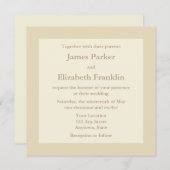 ベージュ色またはクリームスクエア結婚式招待状 招待状 (正面/裏面)