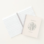 ベージュ色エレガントセージ緑の花ハーブスパイラル ノートブック (内部)