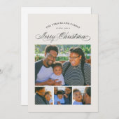 ベージュ色エレガント4枚フォトメリークリスマスカード シーズンカード (正面/裏面)