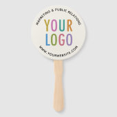 ベージュ色カスタム紙ロゴ付きスティックのファン ハンドファン (正面)